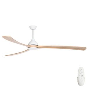 Fanco Sanctuary DC Ceiling Fan with Solid Timber Blades - White with Natural 86"