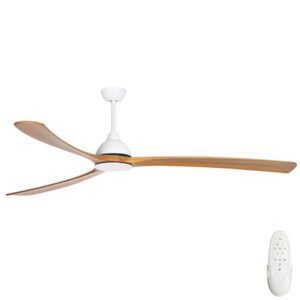 Fanco Sanctuary DC Ceiling Fan with Solid Timber Blades - White with Teak 86"