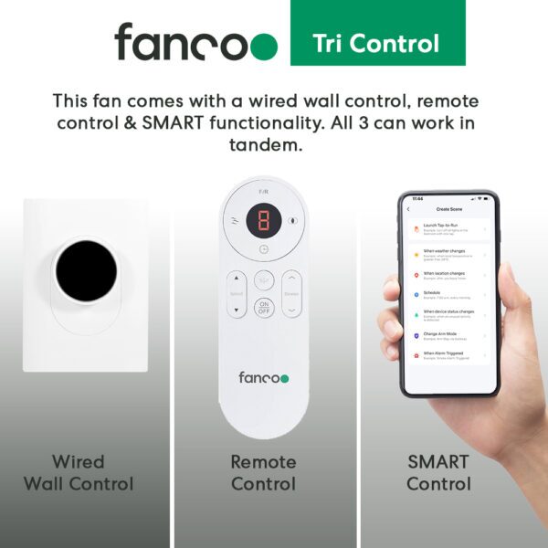 Fanco Infinity-iD DC Ceiling Fan with Wall Control & Remote/SMART - White 48"