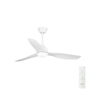 Claro Whisper DC Ceiling Fan with Dimmable CCT LED Light - White 48"