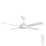 Claro Summer DC Ceiling Fan with CCT LED Light - White with Timber Blades 52"