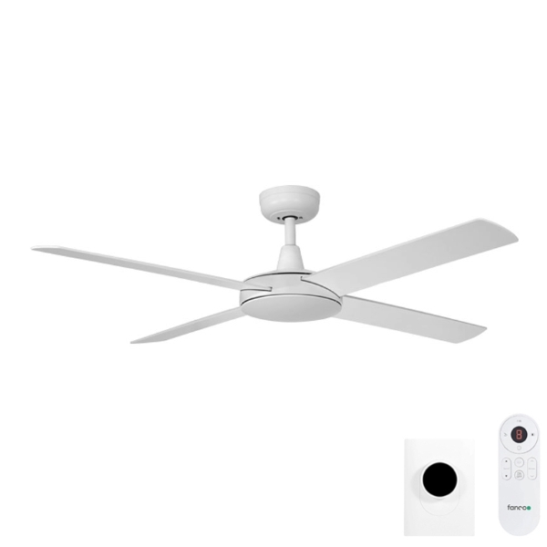 Fanco Eco Silent DC Ceiling Fan with Wall Control & Remote - White 52"