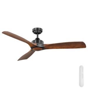 Mercator Ikuü Minota Smart DC Ceiling Fan with Remote - Black and Dark Timber-style 52"