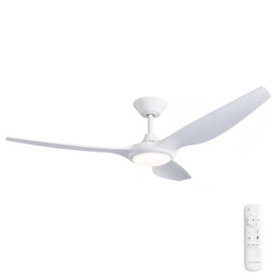 Three Sixty Delta DC Ceiling Fan with CCT LED Light - White 56"