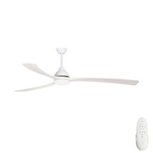 Fanco Sanctuary DC Ceiling Fan with Remote and Dimmable CCT LED - White with Teak Blades 70"