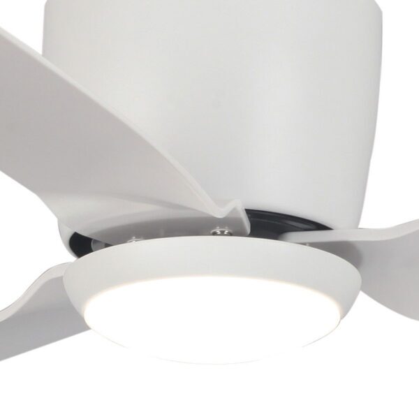 Claro Whisper Low Profile DC Ceiling Fan with LED Light - White 52"