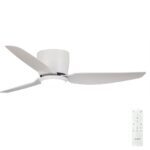 Claro Whisper Low Profile DC Ceiling Fan with LED Light - White 44"