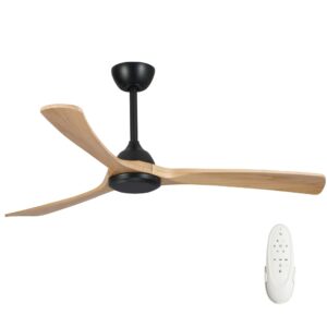 Fanco Sanctuary DC Ceiling Fan - Black with Natural Blades 52"