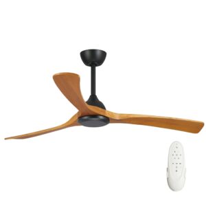 Fanco Sanctuary DC Ceiling Fan - Black with Teak Blades 52"