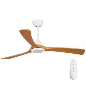 Fanco Sanctuary DC Ceiling Fan - White with Teak Blades 52"