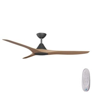 Calibo CloudFan SMART DC Ceiling Fan - Black with Teak Blades 48"