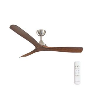 Three Sixty Spitfire DC Ceiling Fan - Brushed Nickel with Koa Blades 52"