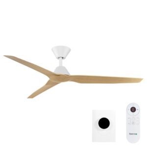 Fanco Infinity-iD DC Ceiling Fan with Wall Control & Remote/SMART - White with Beechwood Blades 54"