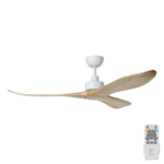 Eglo Currumbin DC Ceiling Fan with LED Light - White with Natural Blades 80"