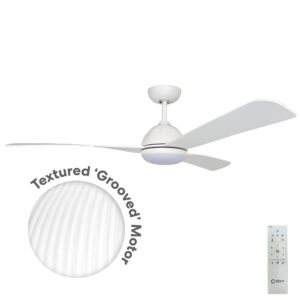 Claro Groove DC Ceiling Fan with CCT LED Light and Remote - White 52"