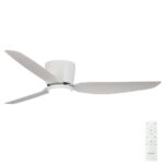 Claro Whisper Low Profile DC Ceiling Fan with LED Light - White 52"