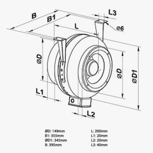 Fanco Centrifugal VKM Inline Fan 150mm with Lead & Plug - Image 2