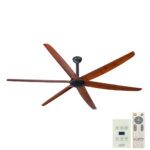 The Big Fan V2 DC Ceiling Fan - Matte Black and Natural Oak Blades 86" (Remote and Wall Control)