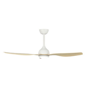 Fanco Eco Style DC 52-inch Ceiling Fan with LED Light White with Beechwood Side View