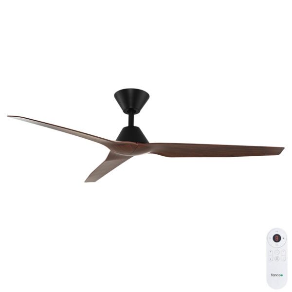 Fanco Infinity-iD DC Ceiling Fan with SMART/Remote - Black with Spotted Gum Blades 54"