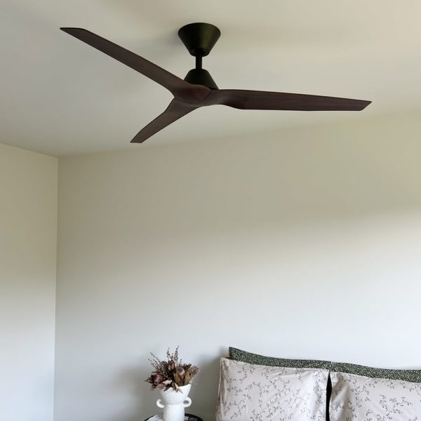 Fanco Infinity-iD DC Ceiling Fan with SMART/Remote - Black with Spotted Gum Blades 54"