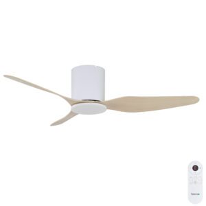 Fanco Studio SMART DC Low Profile Ceiling Fan - White with Beechwood Blades 48"