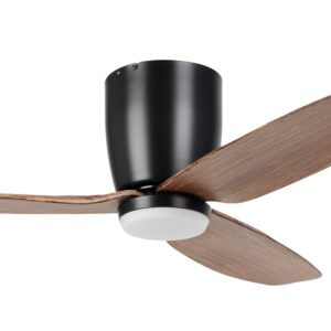 seacliff ceiling fan with led light - black with walnut blades