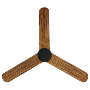 Eglo Iluka DC Low profile 52-inch Ceiling Fan with LED Light Black with Timber Look Blades