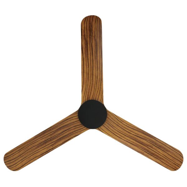 Eglo Iluka DC Low Profile Ceiling Fan with Dimmable CCT LED Light - Black with Timber Look Blades 52"