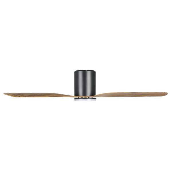 Eglo Iluka DC Low Profile Ceiling Fan with Dimmable CCT LED Light - Black with Timber Look Blades 52"