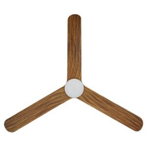 Eglo Iluka DC Low-Profile Ceiling Fan with LED Light Black with Timber Style 60-inch Blades