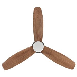 Eglo Seacliff DC Low-Profile Ceiling Fan with Dimmable CCT LED Light Black with Light Walnut Blades 44-inch Blades