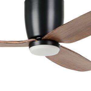 Eglo Seacliff DC Low-Profile Ceiling Fan with Dimmable CCT LED Light Black with Light Walnut Blades 44-inch Motor