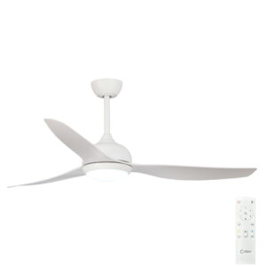 Claro Whisper DC Ceiling Fan with CCT LED Light - White 58"