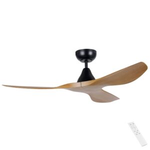 Eglo Surf DC Ceiling Fan - Black with Burmese Teak Blades 48"