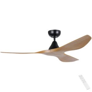 Eglo Surf DC Ceiling Fan - Black with Burmese Teak Blades 52"