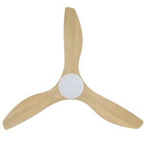 Eglo Surf DC Ceiling Fan with LED Light White with Oak Blades 52-inch Blades