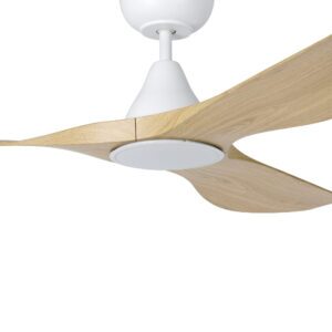 Eglo Surf DC Ceiling Fan with LED Light - White with Oak Blades 52" - Image 2