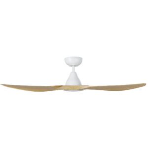 Eglo Surf DC Ceiling Fan with LED Light White with Oak Blades 52-inch Side View