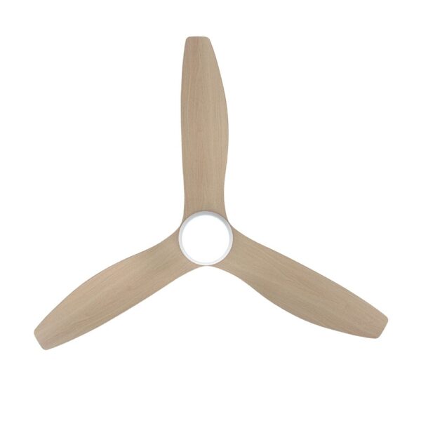 Claro Whisper DC Ceiling Fan with Dimmable CCT LED Light - White with Light Oak Blades 48"