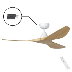 Eglo Surf SMART DC Ceiling Fan - White with Oak Blades 52"