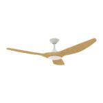 Domus Strike DC Ceiling Fan - White with Oak Blades 60"