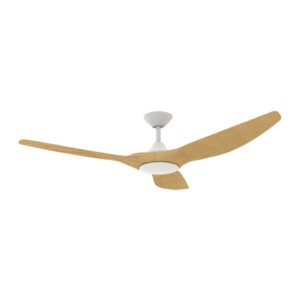 Domus Strike DC Ceiling Fan in White with Oak 60"