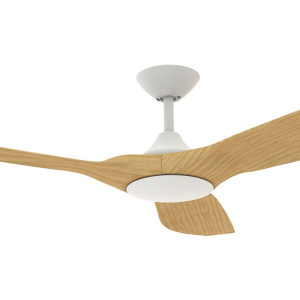 Domus Strike DC Ceiling Fan - White with Oak Blades 60"