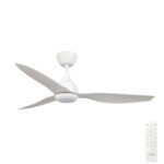 Claro Whisper IP66 DC Outdoor Ceiling Fan with LED Light - White 52"