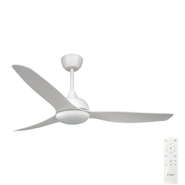 Claro Whisper IP66 DC Outdoor Ceiling Fan with LED Light - White 58"