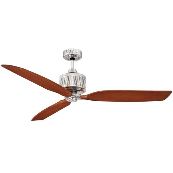 Mercator Savannah AC Ceiling Fan - Brushed Chrome with Walnut Timber-style Blades 52"