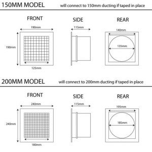 Metal Egg Crate Vent 150mm Dimension