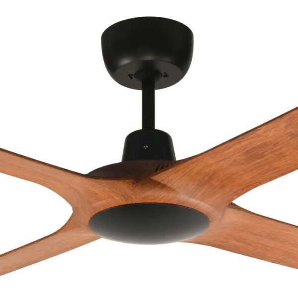 Ventair Spyda 4 Blade AC Ceiling Fan - Matte Black with Teak Blades 50"