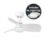 Claro Mini DC Ceiling Fan with CCT LED Light - White 28"